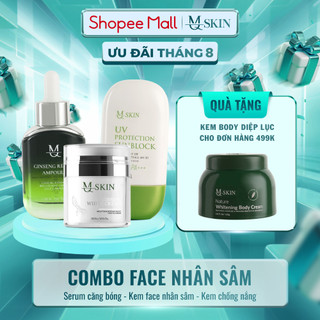 Combo Kem Face Nhân Sâm, Serum căng bóng và kem chống nắng MQ Skin