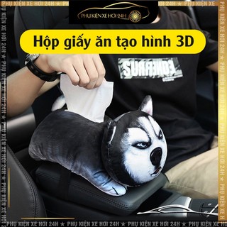Hộp đựng giấy ăn cho ô tô tạo hình chó Husky ngộ nghĩnh