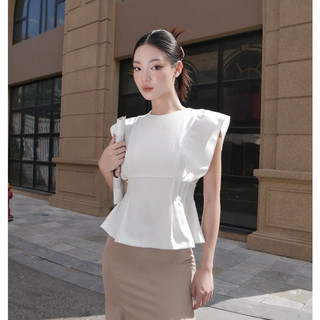 GERME | DESIGN Áo nữ Xavia Top tay dơi xếp ly hông, Áo kiểu nữ công sở cách điệu vải tuyết mưa thanh lịch AVNT062404