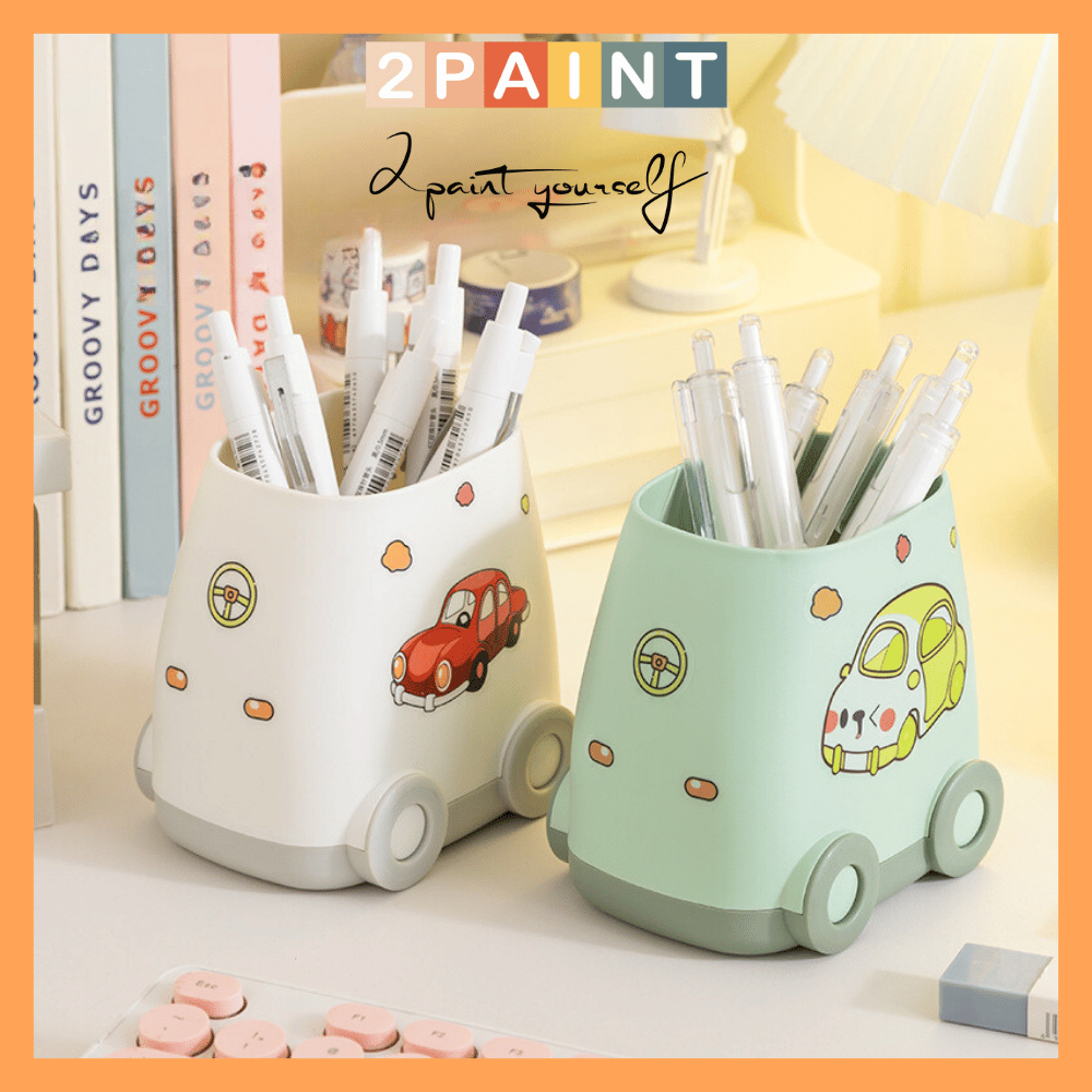 Lọ Đựng Cọ Mỹ Phẩm Hình Ô Tô Màu Pastel Decor Cực Xinh 2Paint