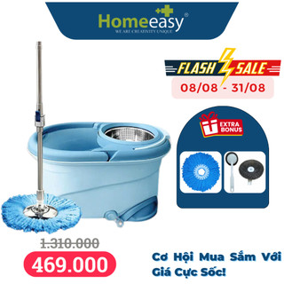 [TẶNG 2 SP] Bộ Lau Nhà Xoay 360 Độ Homeeasy CZ9i - Có Quai Xách, Bánh Xe Lớn