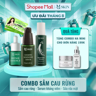Combo sâm cau rừng mq skin - sữa rửa mặt, serum tái tạo và serum phục hồi