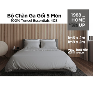 Bộ chăn ga gối 5 món 100% tencel essentials 40s 1m6 x 2m, 1m8 x 2m, bộ ga giường lụa lyocell mát lạnh