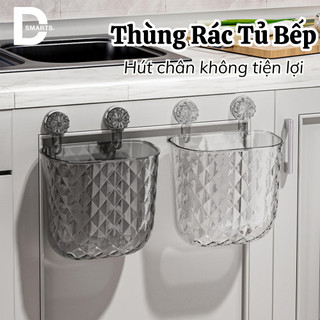 Thùng rác treo tủ bếp hút chân không vân kim cương trong suốt, thùng rác nhà bếp cỡ lớn đa năng