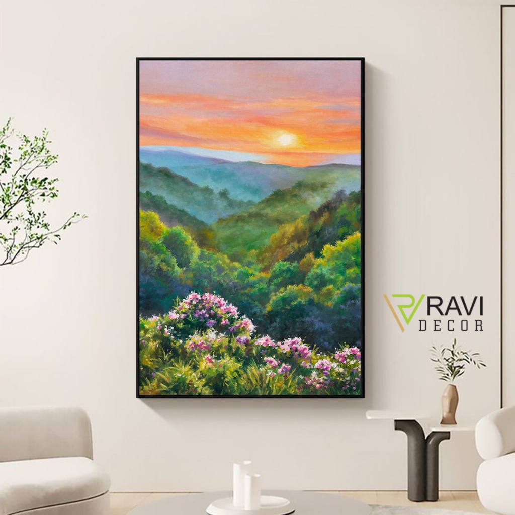 Tranh phong cảnh - Tranh canvas treo tường có khung cao cấp - tặng kèm đinh treo - RAVI DECOR