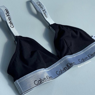 Áo bra CK Calvin Klein Modern Cotton Unlined Convertible Metallic - Black/silver
