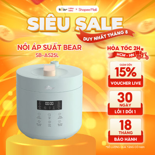 Nồi Áp Suất Điện Bear Đa Năng Thông Minh Tích Hợp Nhiều Chế Độ Nấu Hẹn Giờ Đến 24 Giờ An Toàn Cho Sức Khỏe SB-AS25L
