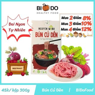 Bún gạo lứt giảm cân vị củ dền 300g nguyên minh - bí đỏ food - bún khô rau củ tự nhiên