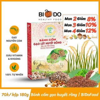 Bánh Cốm Gạo Lứt Huyết Rồng BIBO 180g - Bí Đỏ Food - Món Ăn Tuổi Thơ Đặc Sản Kiên Giang