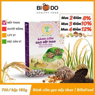 Bánh Cốm Gạo Nếp Than BIBO - Bí Đỏ Food - Cốm Gạo Lứt Rong Biển Món Ăn Tuổi Thơ
