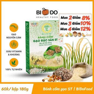 Bánh Cốm Gạo Đặc Sản ST BIBO 180g - Bí Đỏ Food - Đồ Ăn Tuổi Thơ Cốm Gạo Miền Tây