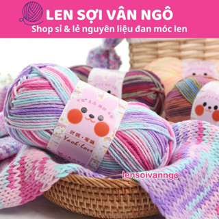  Len Yaoh sợi to 3mm màu loang  cuộn 100gr  