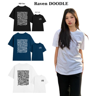 Áo Thun DOODLE RAVEN họa tiết in sắc nét form áo unisex dày dặn 100% Cotton