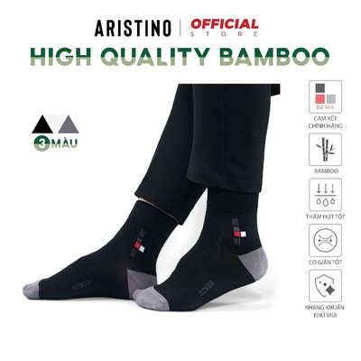 Tất, vớ nam cổ trung ARISTINO Bizmen sợi bamboo mềm công nghệ Nano Ag+ kháng khuẩn chống hôi - BO01