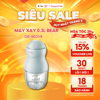 Máy Xay Ăn Dặm Cho Bé Bear Mini Cầm Tay Tiện Lợi Thiết Kế 8 Lưỡi Dao Sắc Bén, Chất Liệu Thuỷ Tinh Borosilicat - B03V8