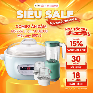 Combo nồi nấu chậm 2,5l bear sube003 t việt và máy xay ăn dặm đa năng 3 cối b10v2 nấu cháo, chưng yến, ăn dặm tiện dụng