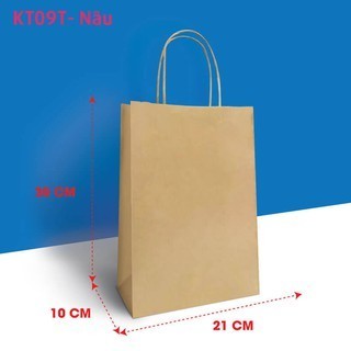 Combo 100 Túi giấy KT09T - Nâu (KT: 30x21x10)