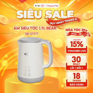Ấm đun siêu tốc giữ nhiệt bear sb-st17t 1800w dung tích 1,7l cảm ứng dễ dàng sử dụng - bảo hành 18 tháng bản tiếng việt
