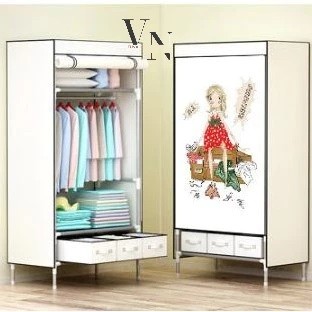 Tủ quần áo Vải 3D 2 Buồng Đựng Quần Áo 1 Buồng 2 Ngăn treo quần áo tiện dụng loại rẻ đẹp