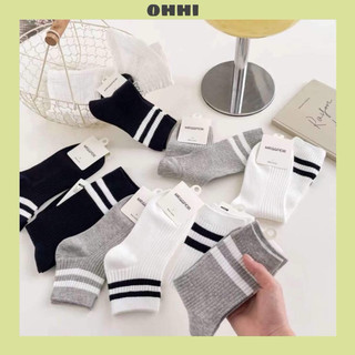 Tất vớ kẻ sọc cotton nam nữ Hàn Quốc