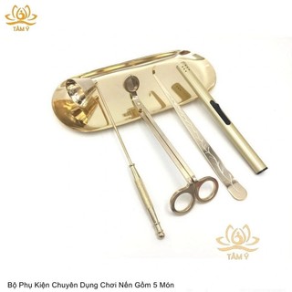 Phụ kiện chăm sóc nến thơm: kéo, khêu, chuông, khay, châm nến bằng thép không gỉ - bộ 5, bộ 3 và lẻ