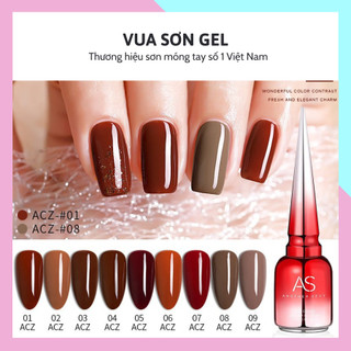 Sơn gel AS móng tay dùng máy hơ tone nâu đất socola VUA SƠN AS mã ACZ 15ml
