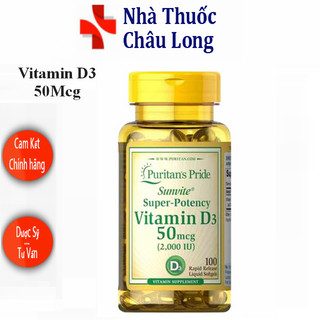 Viên uống Puritan’s Pride Vitamin D3 50mcg của Mỹ