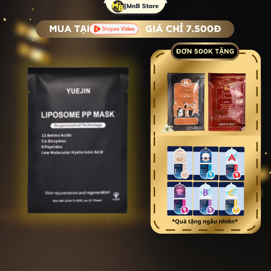 Mặt Nạ Giấy Siêu Phục Hồi Cấp Ẩm 48H Yuejin Liposome Pp Mask Đen Cao Cấp Hàn Quốc 25G Miếng Lẻ