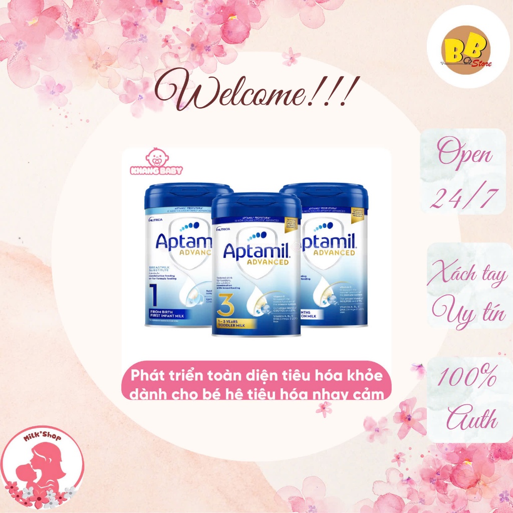 sữa aptamil Anh mẫu mới số 1,2,3 -800g (đủ bill)
