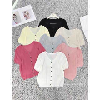 Áo len mỏng Cardigan cổ V co dãn QC #A956