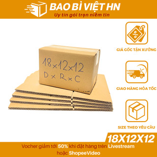 18x12x12 Hộp carton đóng hàng, hộp thùng carton giá gốc tận xưởng - Bao Bì Việt HN