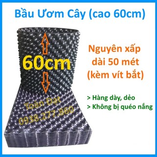Bầu ươm V6 cao 60cm loại dày dẻo (Nguyên xấp dài 50 mét), nhựa quấn cây - kèm bộ vít bắt