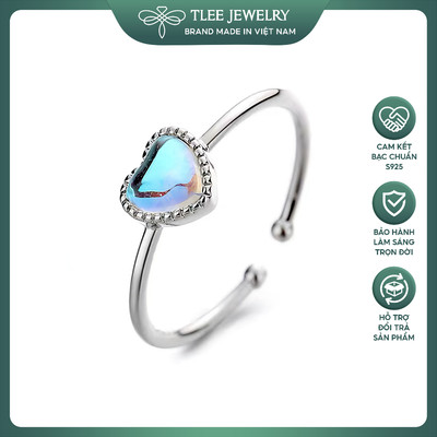 Nhẫn bạc nữ TLEE mẫu đá tim moonstone nhân tạo TLEE JEWELRY A0352