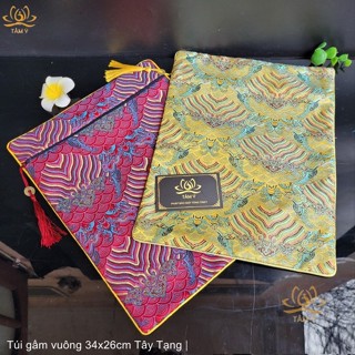 Túi gấm đựng sách, Kinh Phật, size 34x26cm, vải gấm Tây Tạng, vật phẩm mật tông Tâm Ý