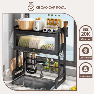 Kệ để chén đĩa đa năng, kệ chén bát có nắp đậy trên bồn rửa bát tiện dụng