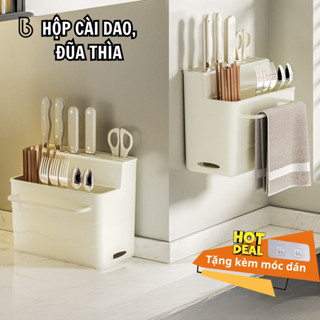 Hộp Đựng Muỗng Đũa Kèm Đựng Giá Dao Kéo Thiết Kế Bắc Âu Chất Liệu Nhựa PP Cứng Cáp Bi Home
