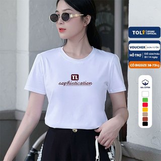 Áo thun nữ TOLI cổ tròn tay ngắn, Form vừa ôm nhẹ, vải cotton 4 chiều, in chữ trước ngực - PSB-11