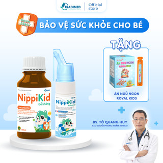 Combo Chăm Sóc Mũi và Tăng Đề Kháng Cho Bé NippiKid - Tradimed Pharma, Hỗ Trợ Làm Sạch Mũi, Bảo Vệ Hô Hấp, Tăng Đề Kháng