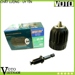 Đầu chuyển bắt vít sang khoan loại 10mm kẹp 3 chấu autolock VOTO tiện lợi kèm đầu chuôi lục giác