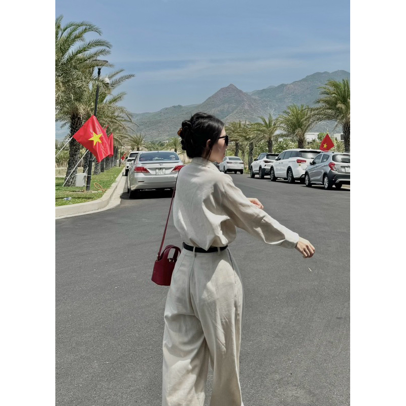 SET LINEN ÁO SƠ MI TAY DÀI MIX QUẦN ỐNG XUÔNG DÀI 102CM SIÊU XINH PHONG CÁCH HÀN QUỐC HÈ THU ĐỦ SIZE( HÌNH CHÍNH CHỦ) | BigBuy360 - bigbuy360.vn