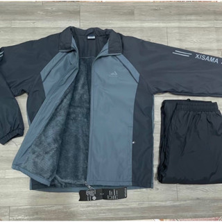 Bộ quần áo gió lót lông nam trung niên dáng suông dày ấm