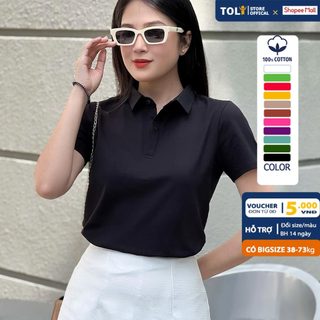 Áo polo nữ TOLI 16 màu trơn, cổ bẻ thanh lịch, Form vừa ôm nhẹ, vải cotton 4 chiều cao cấp - PLM11