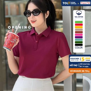 Áo polo nữ TOLI 16 màu trơn, cổ bẻ thanh lịch, Form vừa ôm nhẹ, vải cotton 4 chiều cao cấp - PLM24