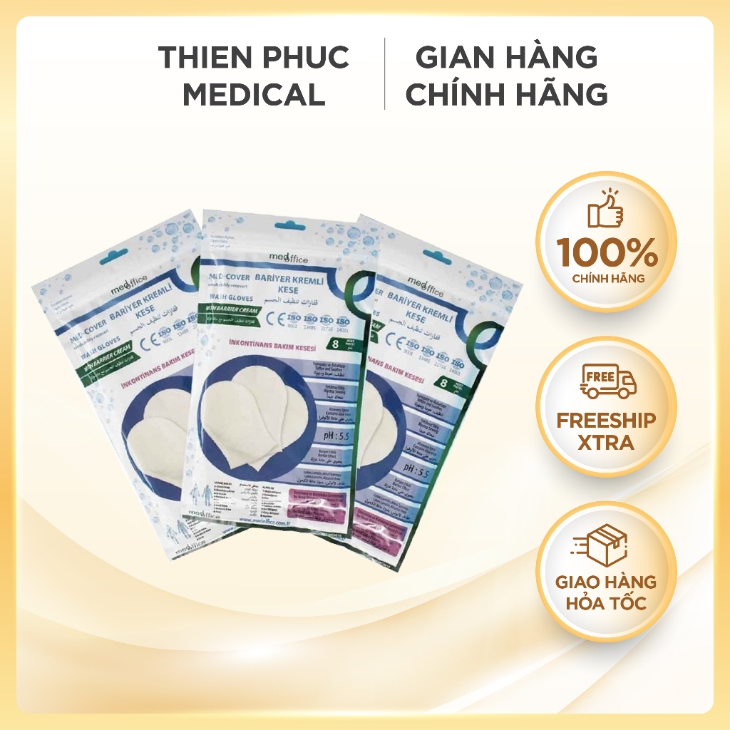  Găng tay tắm khô không cần nước chăm sóc bệnh nhân túi 10 chiếc 