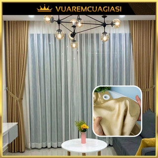Rèm cửa sổ màu vàng kem, rèm cửa chính treo tường trang trí decor VIP12 Vuaremgiasi