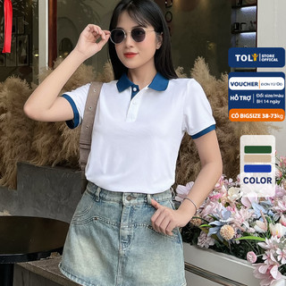 Áo thun Polo nữ TOLI phối cổ, vải cá sấu không nhăn, dày dặn thoáng khí, chính hãng cao cấp 