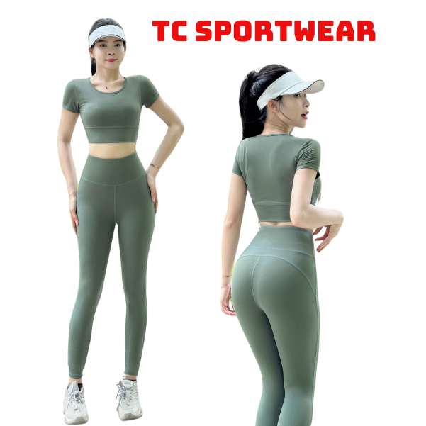 Đồ Tập Gym Nữ | Bộ Tập Gym Yoga Nữ Áo Croptop Tay Ngắn Quần Legging Thun Lạnh Co Giãn Đa Chiều D02