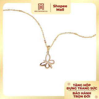 Mặt dây chuyền vàng 10K hình hồ điệp cánh trắng ngọt ngào phong cách Ý MY10K07 Bảo Tín Mạnh Hải
