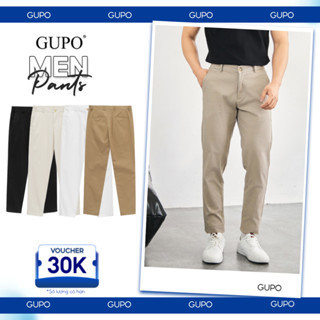 Quần Dài Kaki GUPO Nam Form SlimFit Lưng Đai Thun Vải Co Dãn Mềm Mịn - GDK34