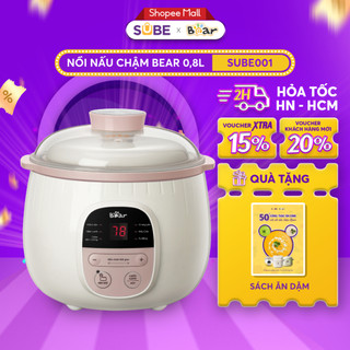 Nồi nấu chậm 0,8l bear chính hãng, nấu cháo, hầm, hấp, chưng yến giữ trọn chất dinh dưỡng - sube001